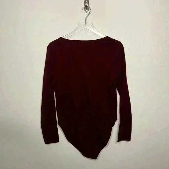 Old Navy Square Neck Long Sleeve Maroon Bodysuit XL - Picture 4 of 4
